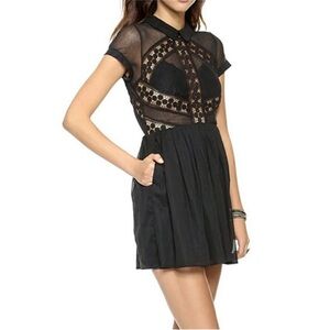 FREE PEOPLE All‎ That Talk Sheer Mesh Panel Black Mini
Dress Size 4 Party Date